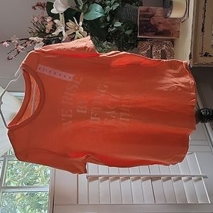 NWT women's Old Navy orange tshirt.  Size XL. Front- "We Rise By Lifting Others"